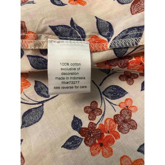 Elizabeth and James Floral Print Bohemian Blouse 100% Cotton Large - Picture 9 of 15